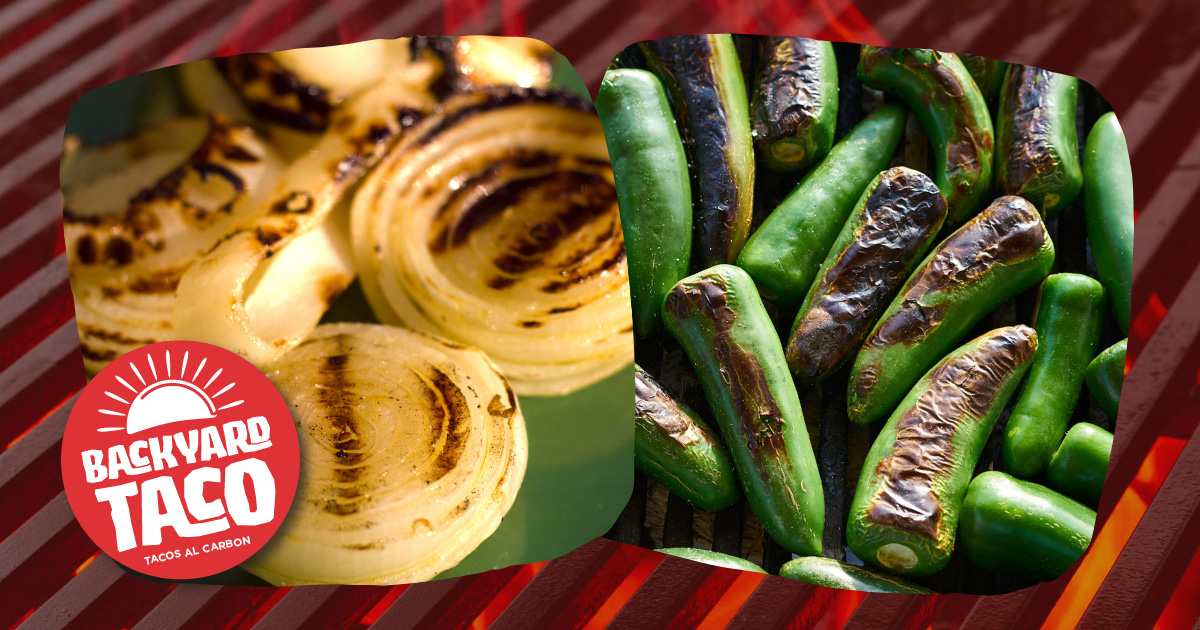 The Flavor of Mesquite Grilled Onions & Jalapenos
