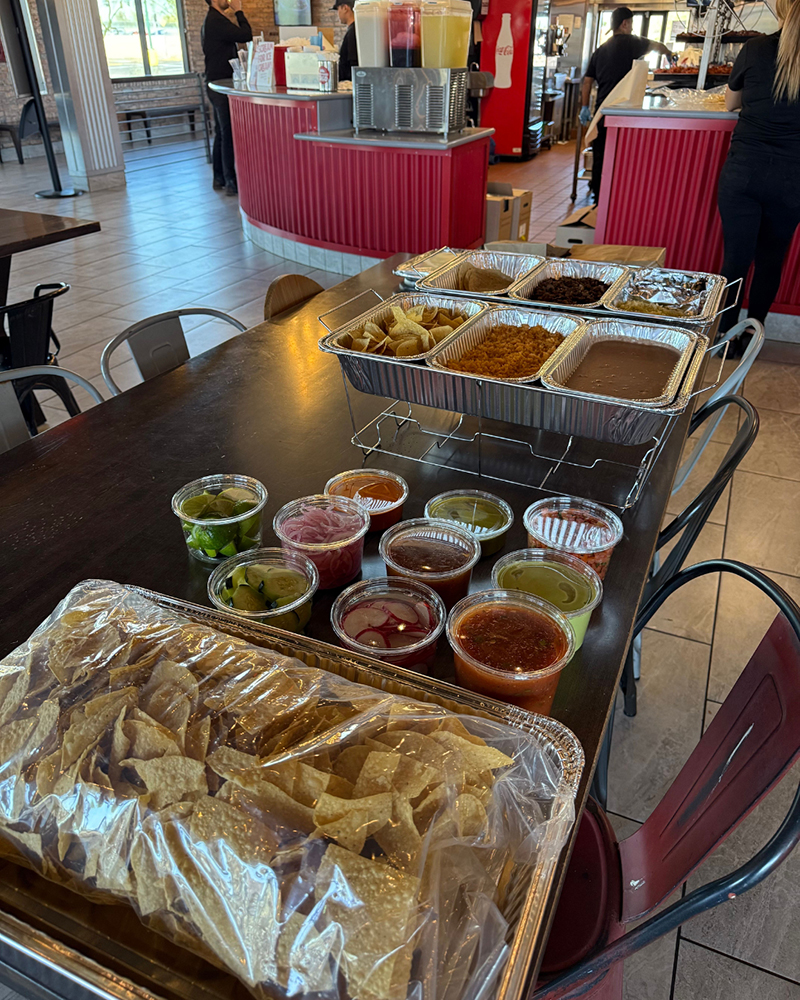 Backyard Taco catering spread for football watch parties and group events